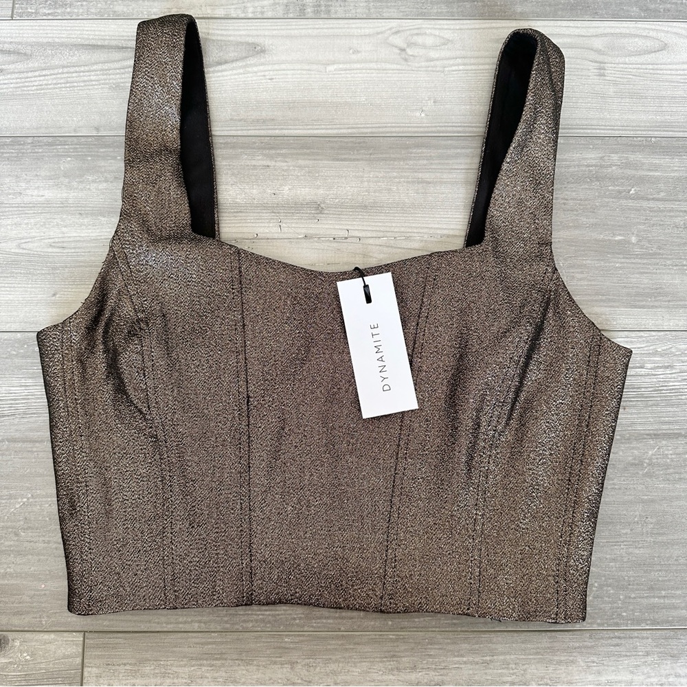 Dynamite Lurex Cropped Corset Top - Picture 1 of 9